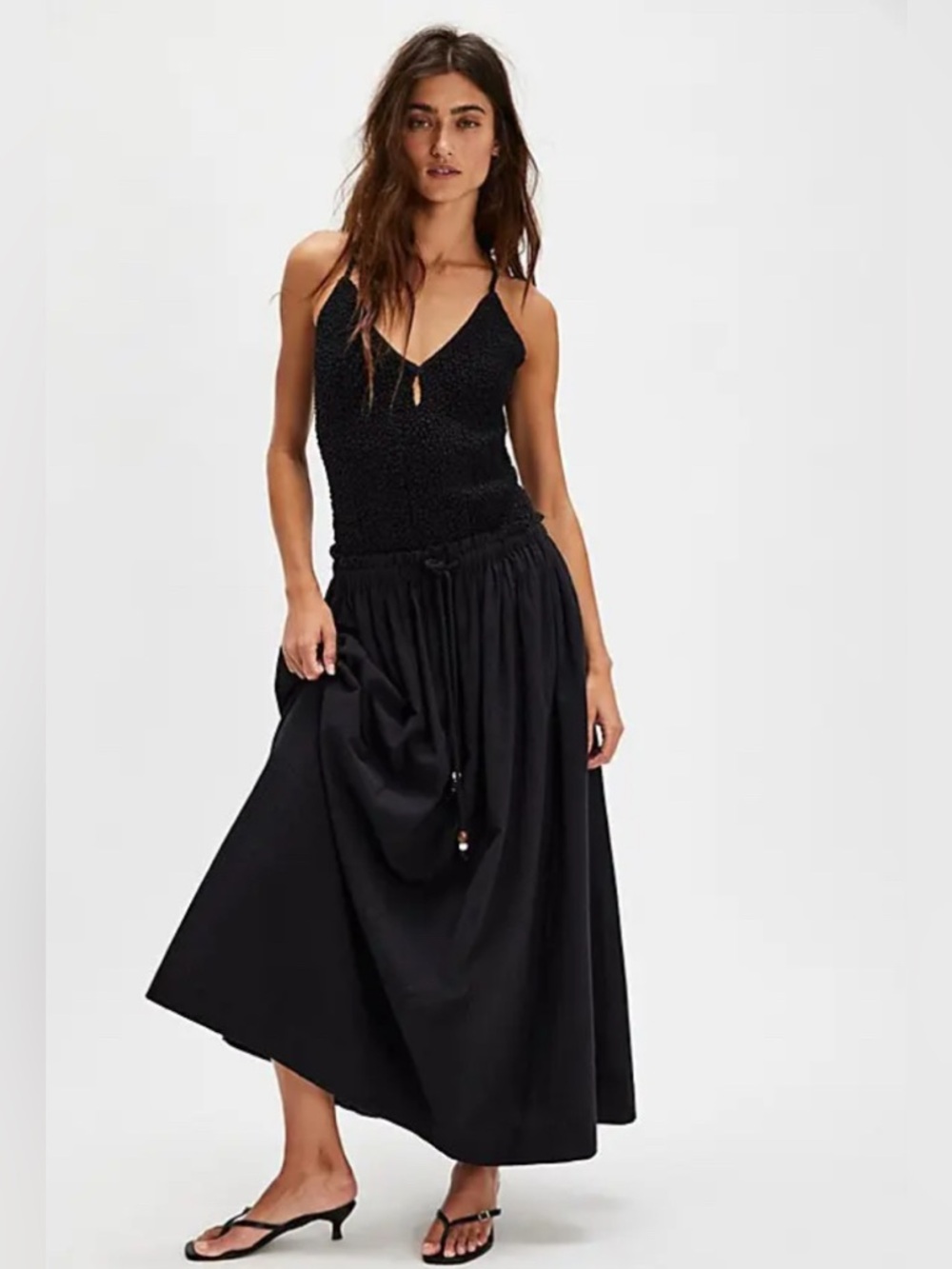 FREE PEOPLE Seaside Set Bodysuit & Maxi Skirt NWT Black